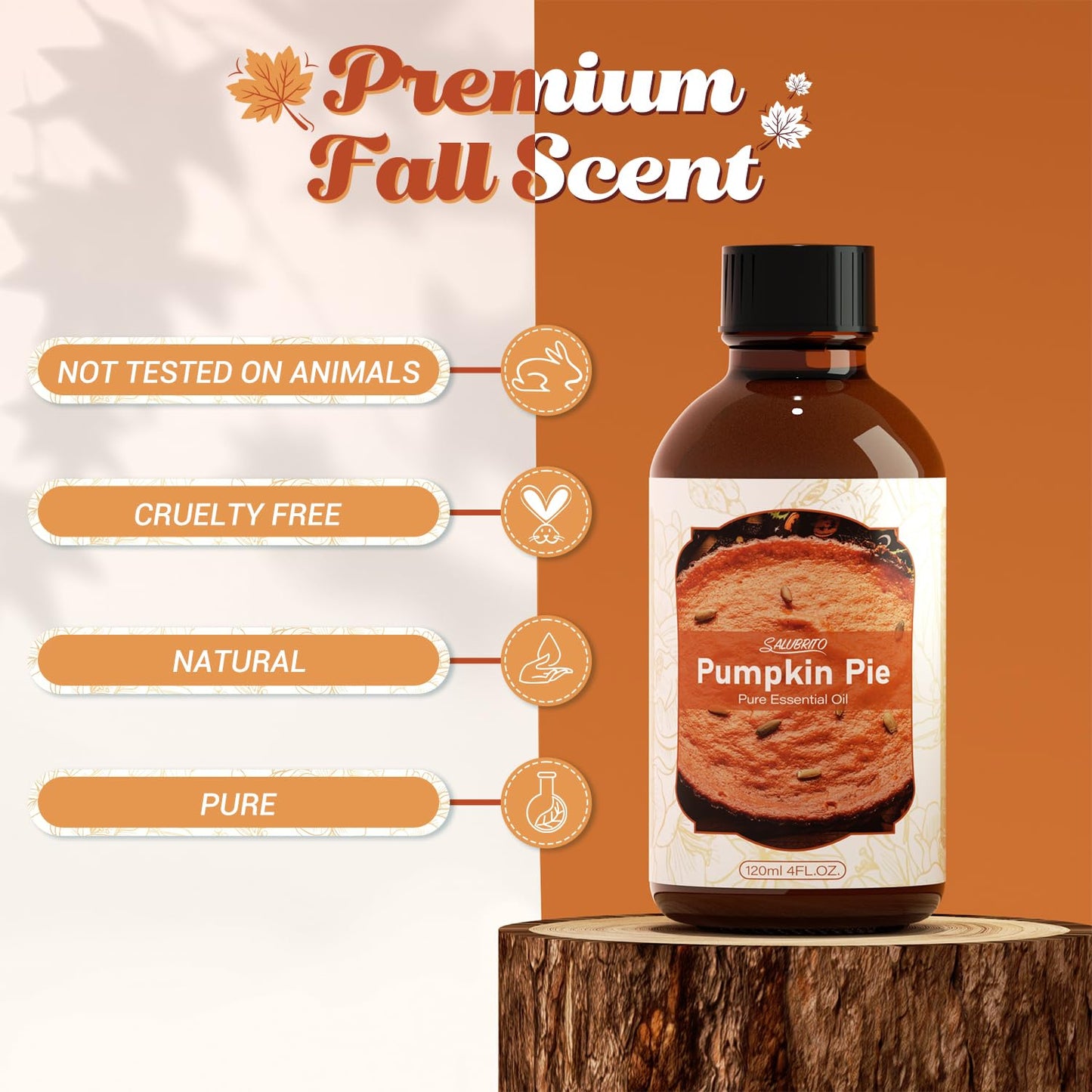 SALUBRITO Pumpkin Pie Essential Oil 4 oz (120 ml) – Pure & Natural Fragrance Oil