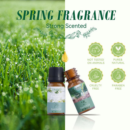 SALUBRITO Spring Fragrance Oils Set, Premium Essential Oils for Diffuser, Candle, Soap Making, After Rain, Gardenia, Fresh Cut Grass, Ocean Breeze, Freesia, Rose Geranium, Strong Scented Oils