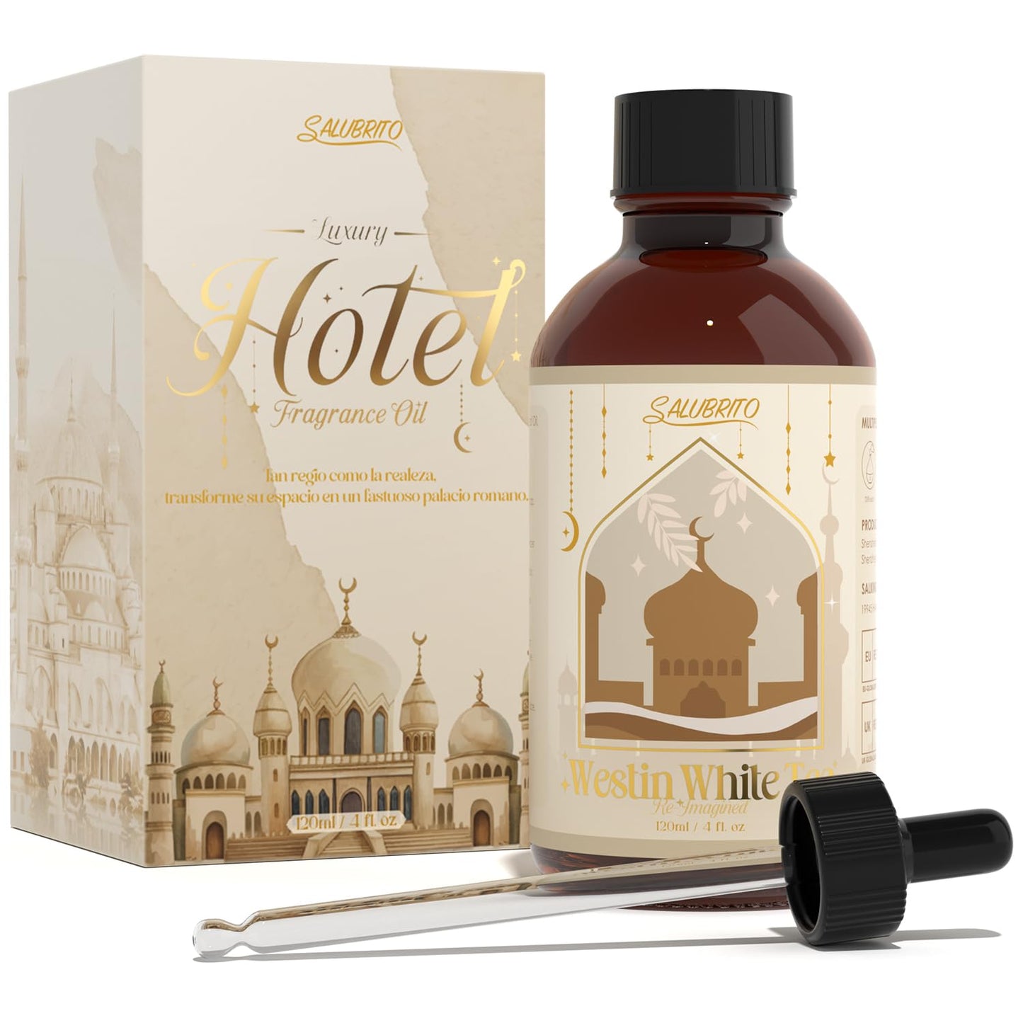 SALUBRITO W-Hotel White Tea Fragrance Oil - 4 Fl Oz (120ml), 5-Star Inspired