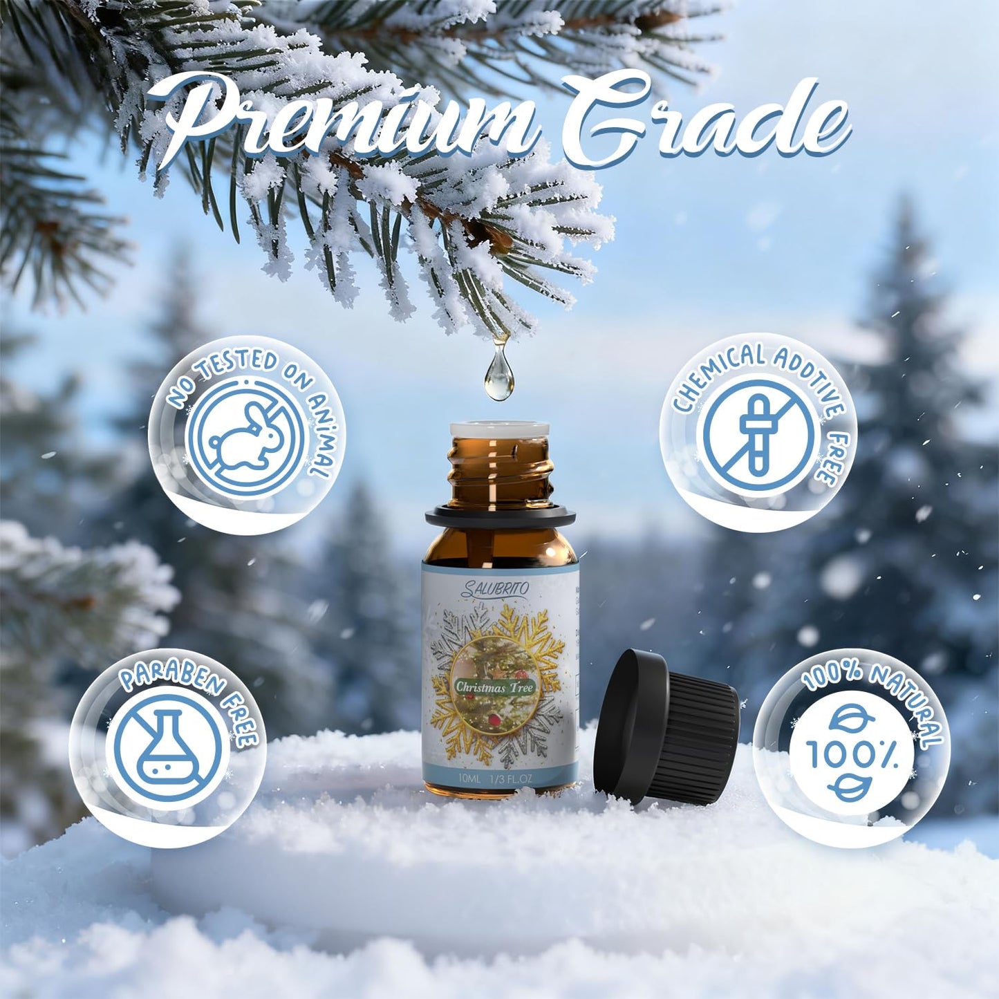 SALUBRITO Winter Fragrance Oils Set – Holiday Essential Oils for Diffuser & Candles