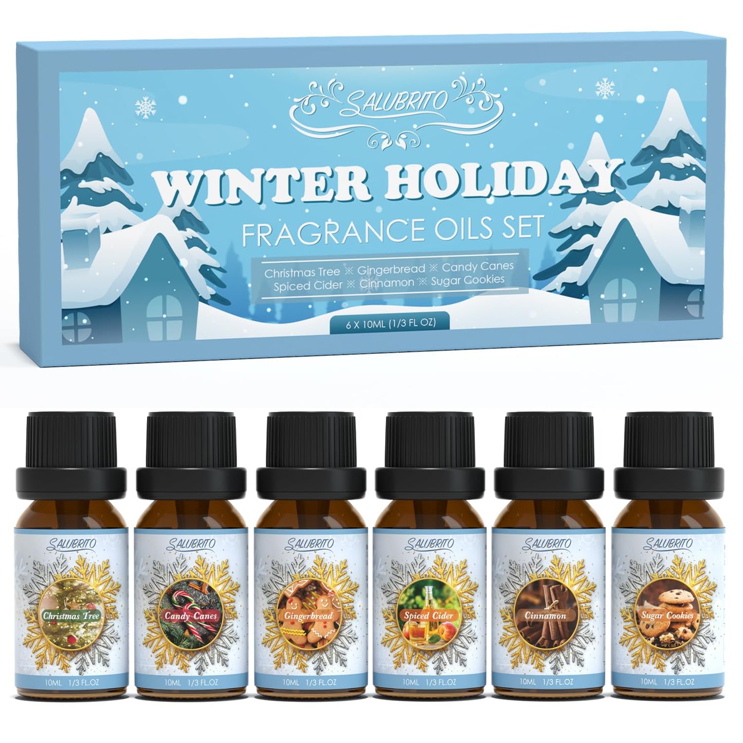 SALUBRITO Winter Fragrance Oils Set – Holiday Essential Oils for Diffuser & Candles