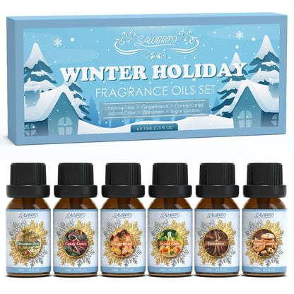 SALUBRITO Winter Fragrance Oils Set – Holiday Essential Oils for Diffuser & Candles