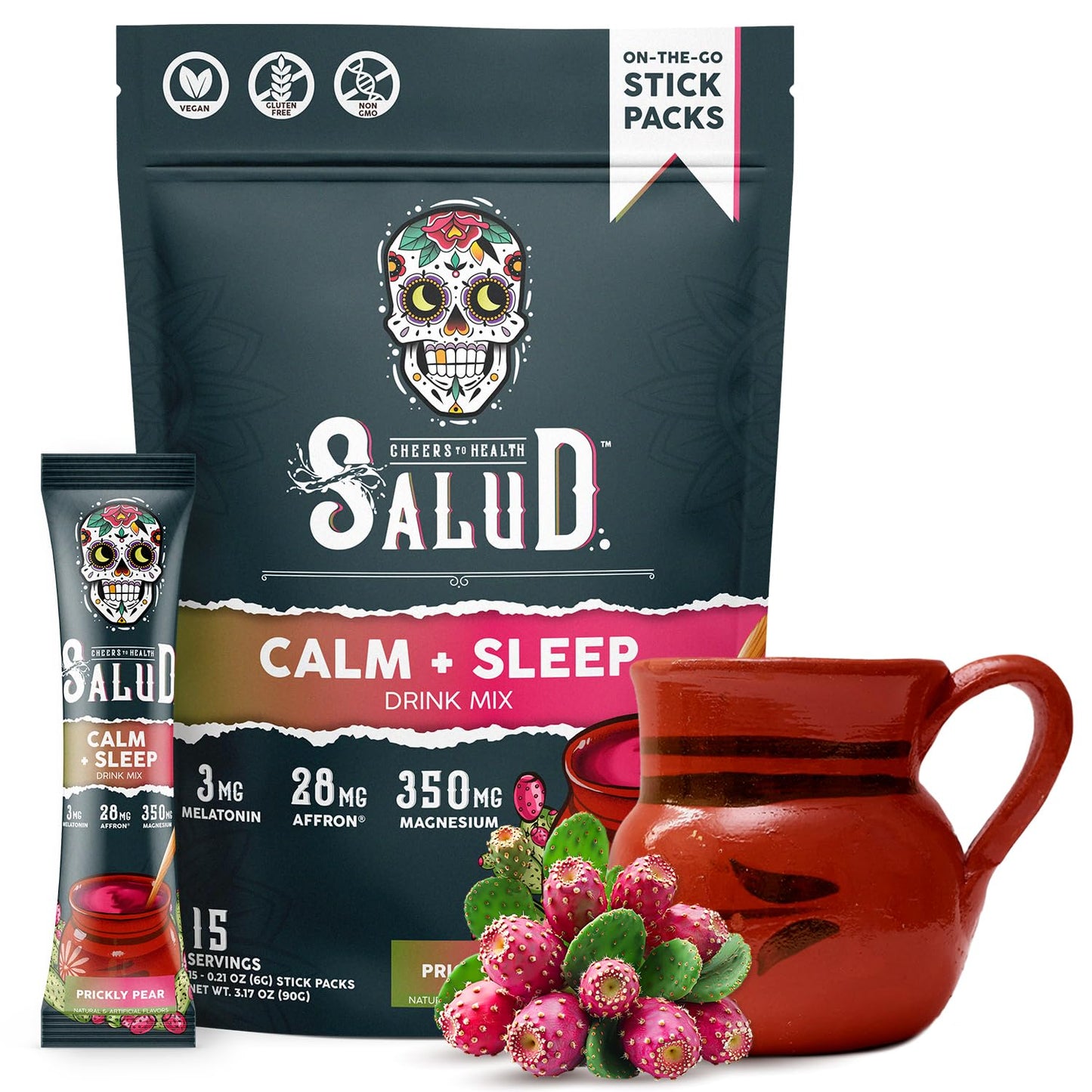 Salud 2-in-1 Sleep Aid + Calm Drink Mix – Prickly Pear, 15 Servings