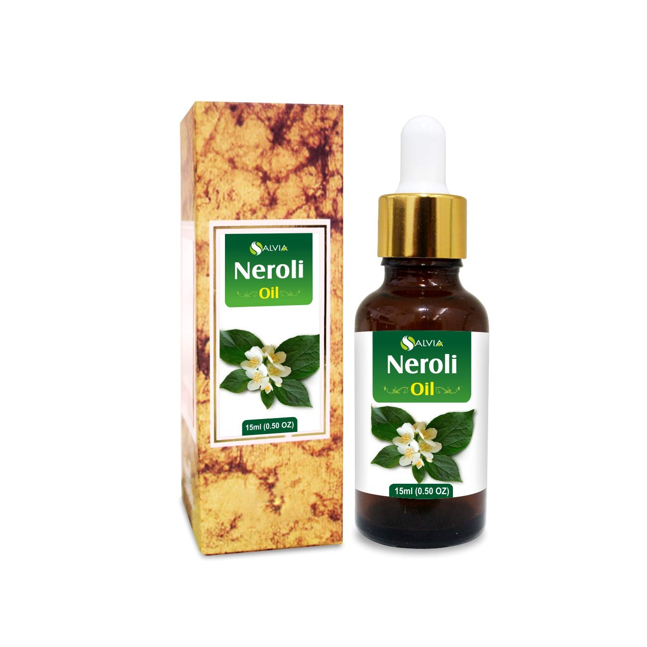 Salvia Neroli Oil 15ml – Pure Undiluted Neroli Essential Oil in Amber Dropper Bottle
