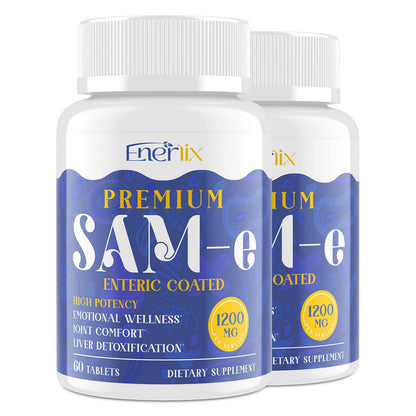 Enerlix 1200mg SAM-e with CoQ10 – Enteric-Coated, Vegan, 120 Tablets
