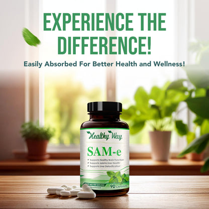 HealthyWayRx 1500mg SAM-e Supplement | High-Absorption S-Adenosyl-L-Methionine (90 Count)