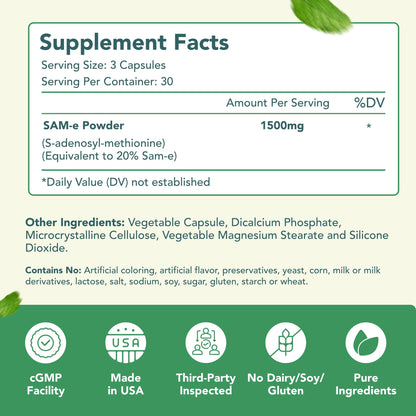HealthyWayRx 1500mg SAM-e Supplement | High-Absorption S-Adenosyl-L-Methionine (90 Count)