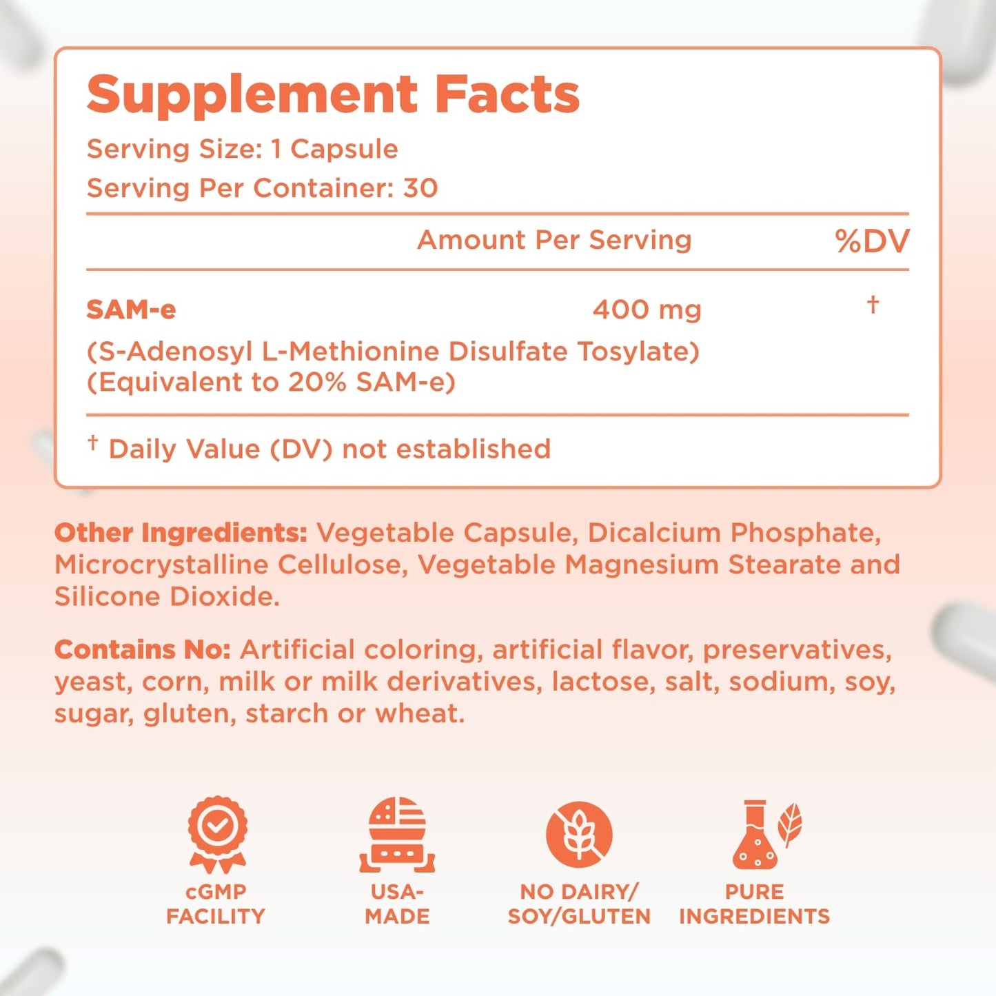 Clear Formulas SAM-e 400mg Bioactive – Liver & Mood Support, Vegan