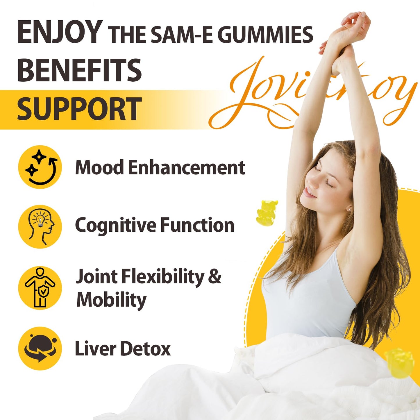 SAM-e Gummies with L-Tyrosine & NAC – Pineapple, 180 Gummies | Vegan