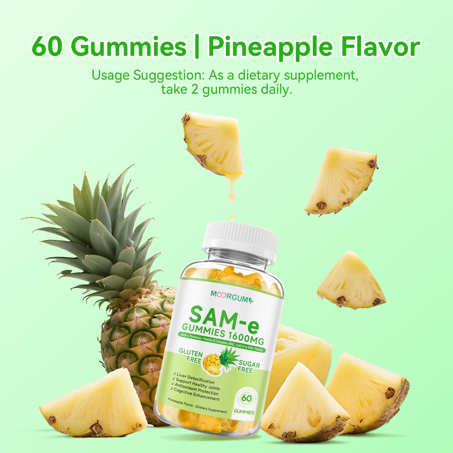 SAM-e L-Tyrosine Gummies with NAC, CoQ10 & Vitamin B – 1600mg SAM-e