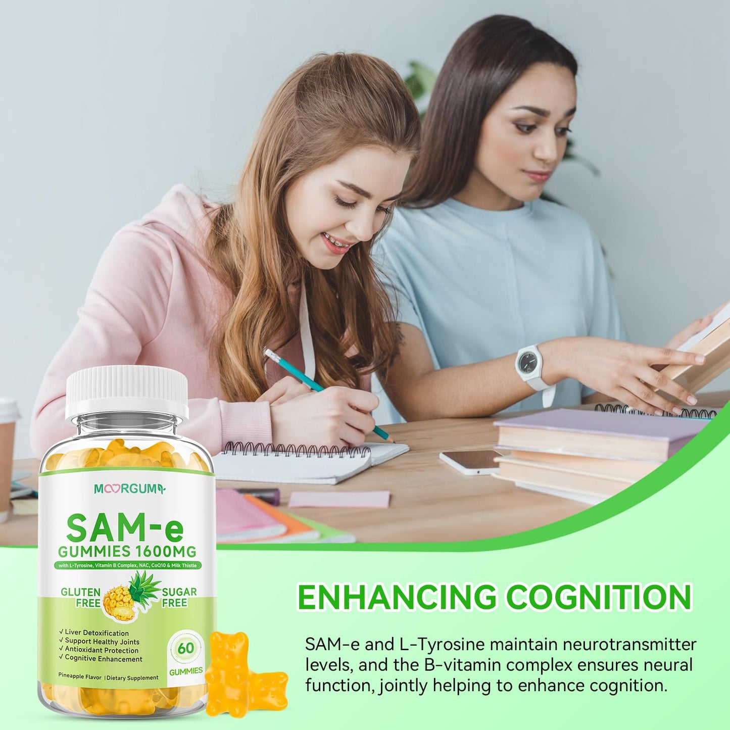 SAM-e L-Tyrosine Gummies with NAC, CoQ10 & Vitamin B – 1600mg SAM-e