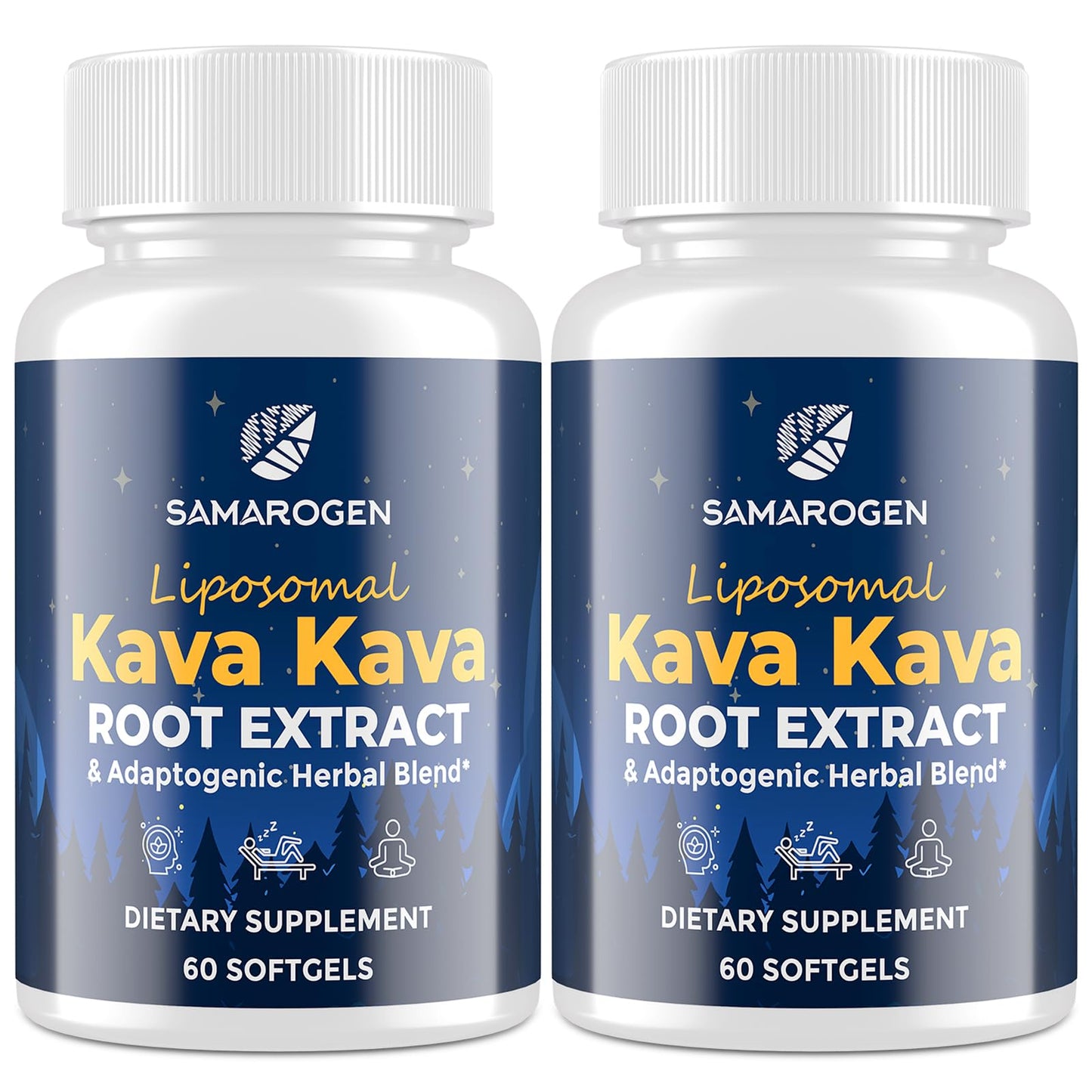 Samarogen Kava Kava Capsules — Liposome 55% Kavalactones with Ashwagandha & Sleep Support (120 Softgels)