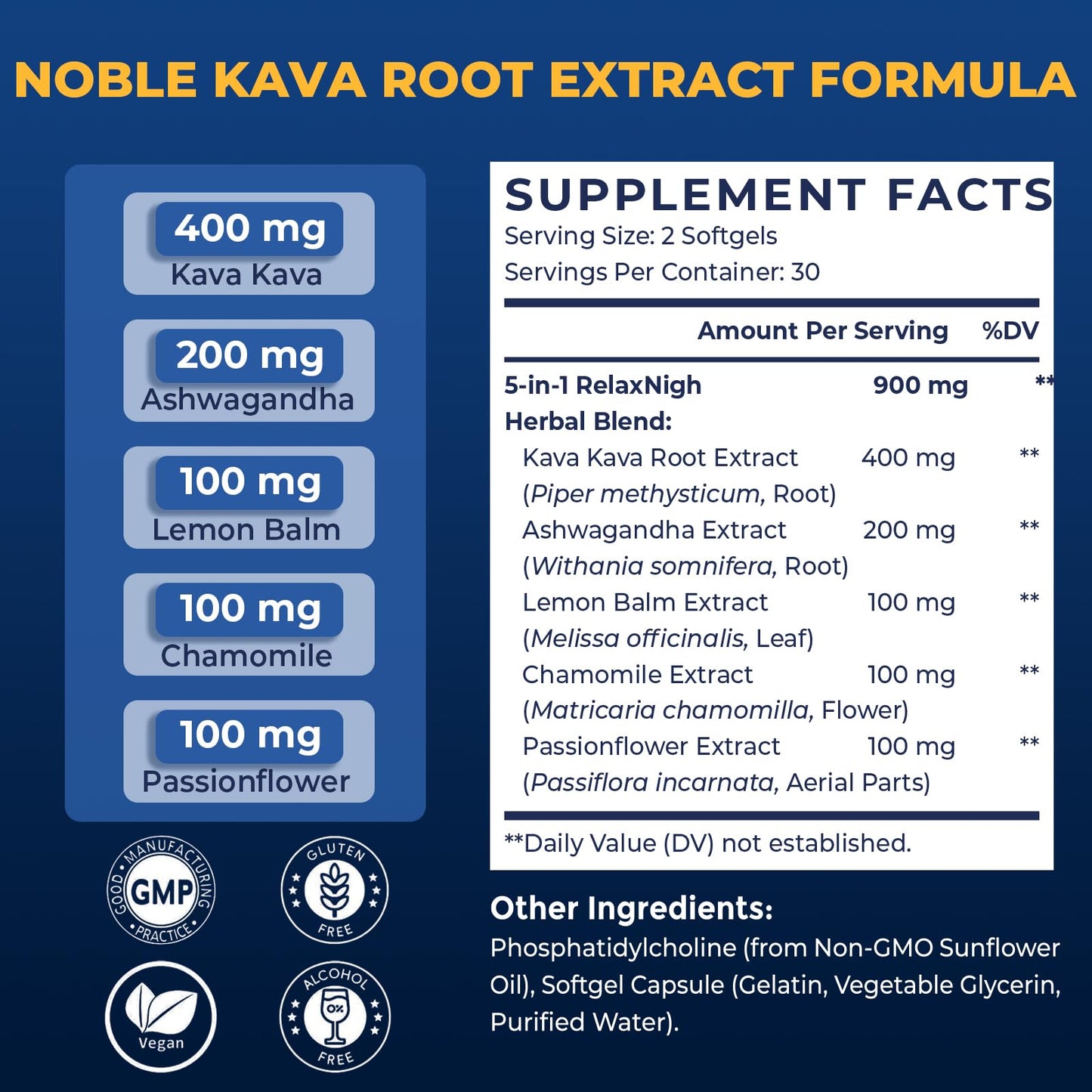 Samarogen Kava Kava Capsules — Liposome 55% Kavalactones with Ashwagandha & Sleep Support (120 Softgels)