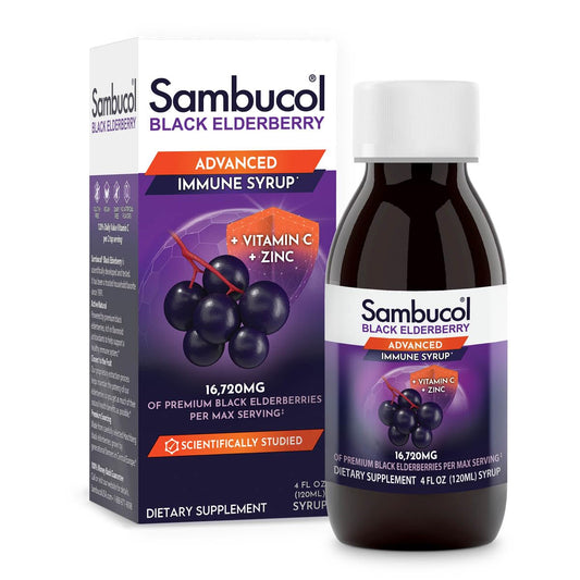 Sambucol Advanced Black Elderberry Syrup – Immune Support with Zinc & Vitamin C (4 oz) BritishVita | Premium UK Vitamins & Wellness Supplements