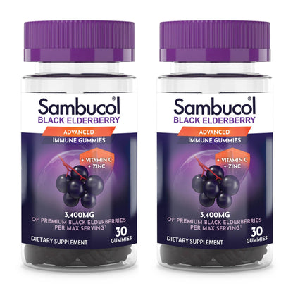Sambucol Black Elderberry Gummies with Vitamin C & Zinc – 30 Count, 2 Pack BritishVita | Premium UK Vitamins & Wellness Supplements