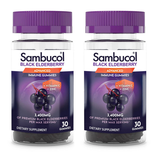Sambucol Black Elderberry Gummies with Vitamin C & Zinc – 30 Count, 2 Pack BritishVita | Premium UK Vitamins & Wellness Supplements