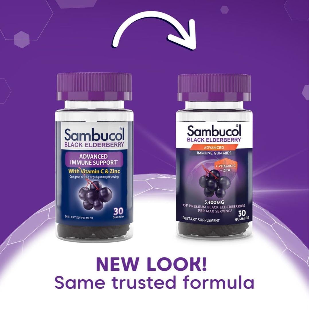 Sambucol Black Elderberry Gummies with Vitamin C & Zinc – 30 Count, 2 Pack BritishVita | Premium UK Vitamins & Wellness Supplements
