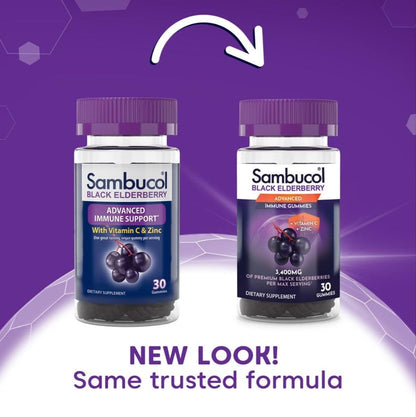 Sambucol Black Elderberry Gummies with Vitamin C & Zinc – 30 Count, 2 Pack BritishVita | Premium UK Vitamins & Wellness Supplements