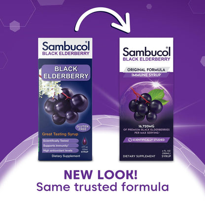 Sambucol Black Elderberry Syrup - Original Formula 4 Fl Oz | Immune Support