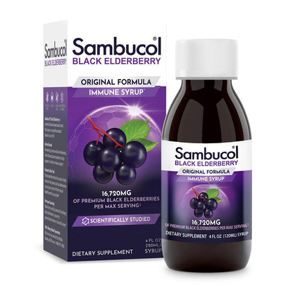 Sambucol Black Elderberry Syrup - Original Formula 4 Fl Oz | Immune Support