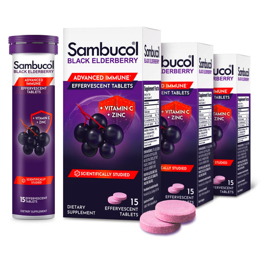 Sambucol Black Elderberry Effervescent Tablets – Vitamin C & Zinc (15 Tablets) BritishVita | Premium UK Vitamins & Wellness Supplements