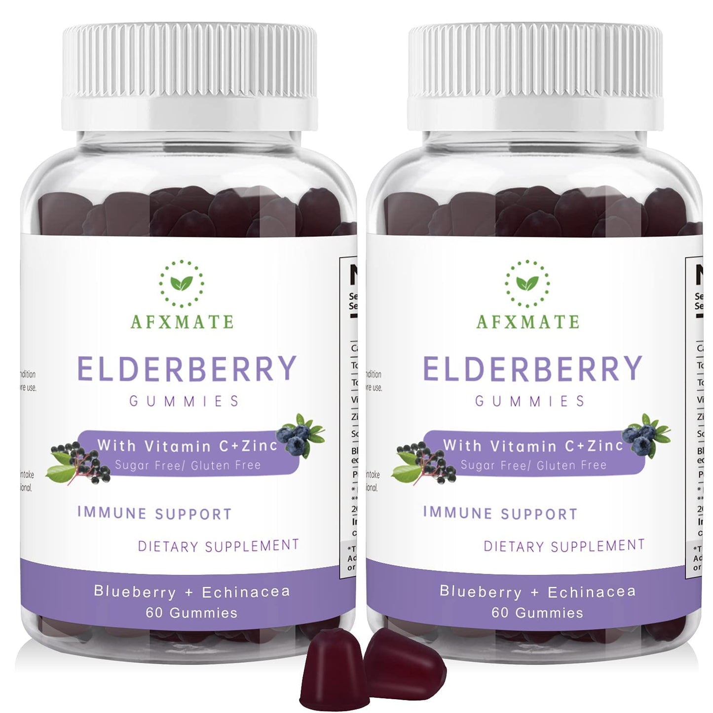 Sambucus Elderberry Gummies with Zinc & Vitamin C – Sugar Free Immune Support (2-Pack)