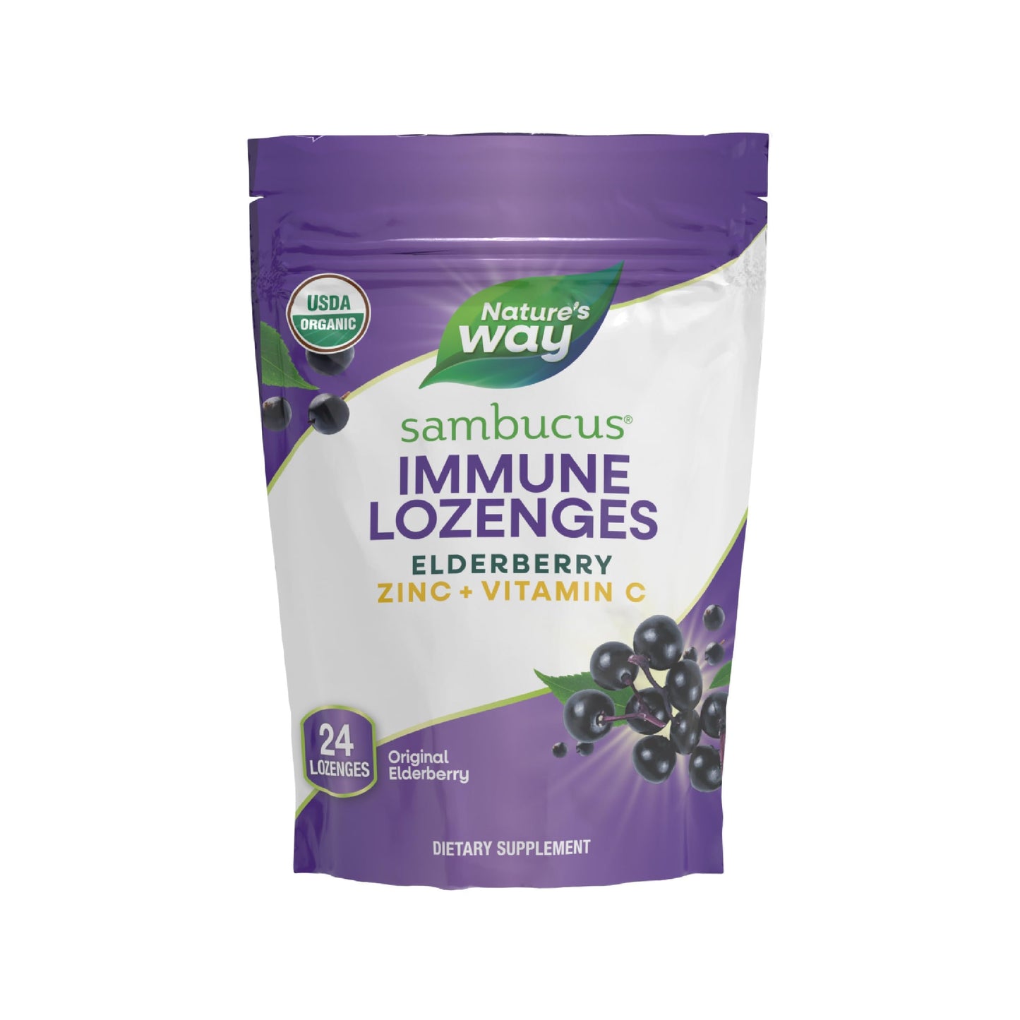 Nature's Way Sambucus Immune Lozenges – On-the-Go Immunity, Zinc & Vitamin C | Vegan & Gluten-Free | 24 Count