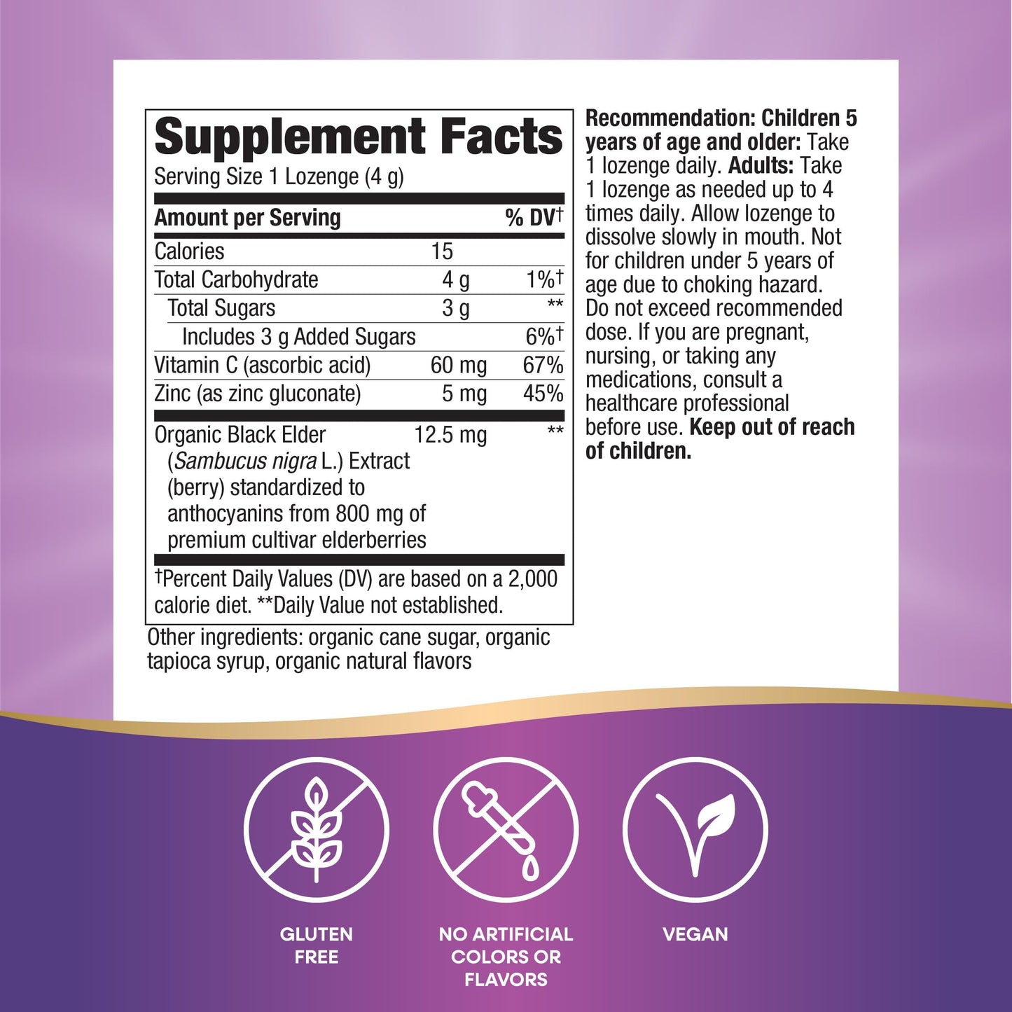 Nature's Way Sambucus Immune Lozenges – On-the-Go Immunity, Zinc & Vitamin C | Vegan & Gluten-Free | 24 Count