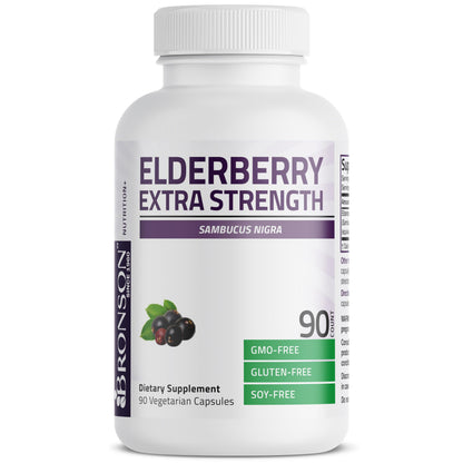 Bronson Elderberry Extra Strength – Immune Support & Antioxidant Protection, 90 Veg Capsules