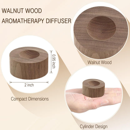 SAMIQU Wooden Essential Oil Diffuser – 2-Pack Walnut Wood Cylinder Diffusers for Home, Office, Car