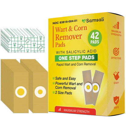 Samsali Wart & Corn Remover Pads – 42 Pack, 40% Salicylic Acid