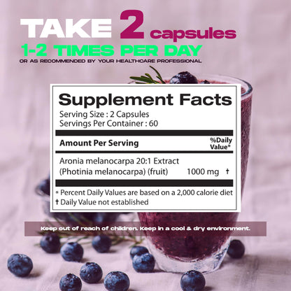 Samsara Herbs Aronia Berry 20:1 Extract | 120x500mg Capsules | Antioxidant & High ORAC
