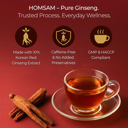SAMSIDAE Korean Panax Red Ginseng Instant Tea – 50 Sachets | Boost Circulation, Memory & Energy