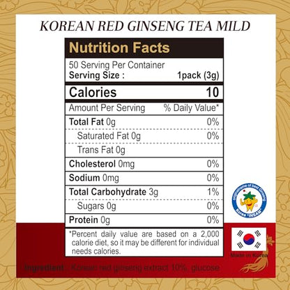 SAMSIDAE Korean Panax Red Ginseng Instant Tea – 50 Sachets | Boost Circulation, Memory & Energy