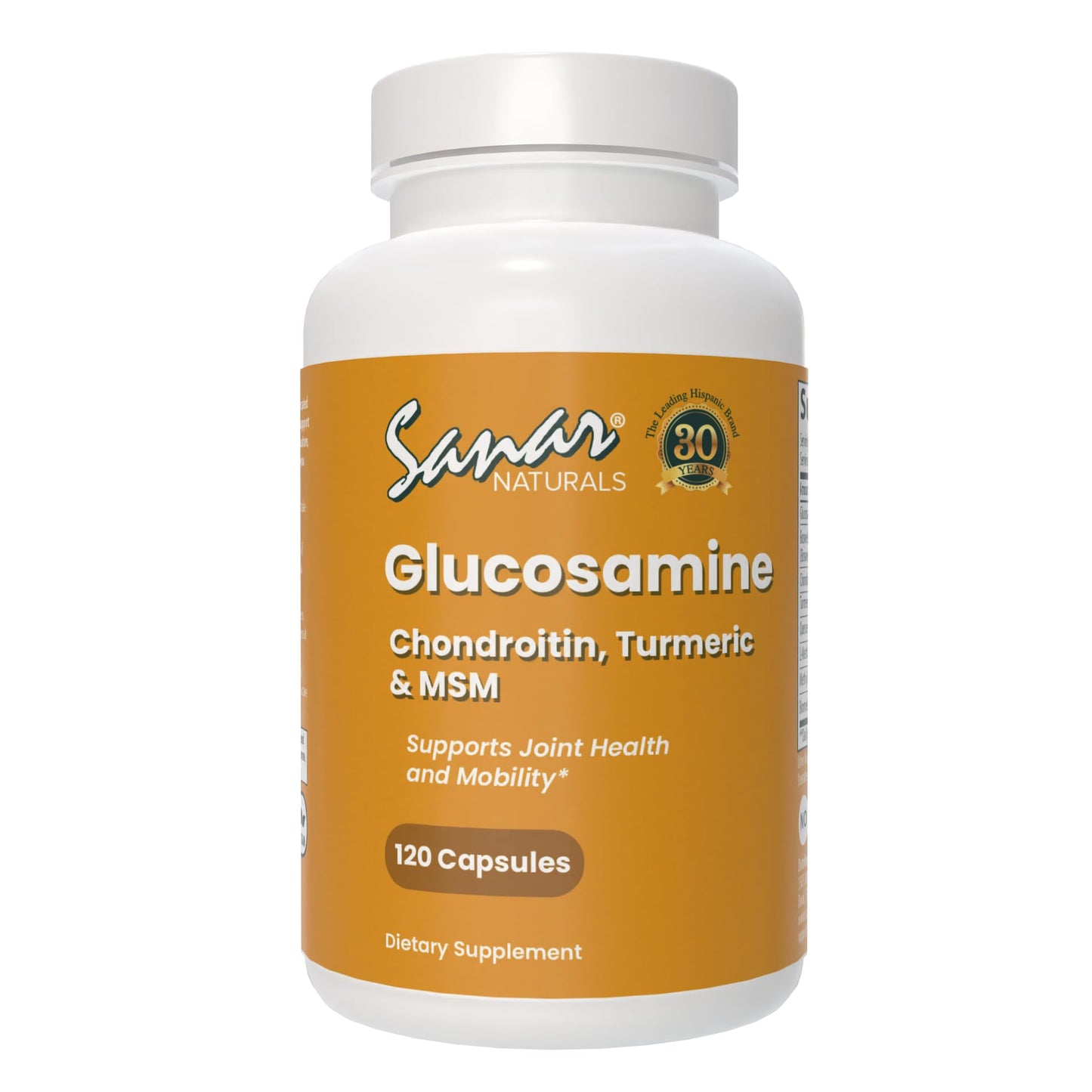 Sanar Naturals Glucosamine Chondroitin MSM Turmeric – Joint Support (120 Caps) – Non-GMO, Gluten Free