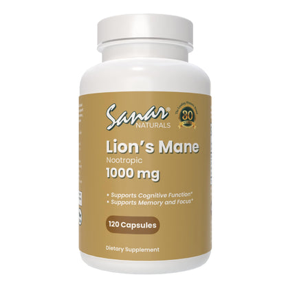 Sanar Naturals Lion's Mane Supplement – Brain Function, Memory & Immune Support, 120 Capsules