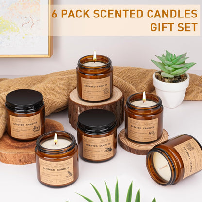 6 Pack Scented Candles Set – Long Lasting Soy Wax Aromatherapy Candles Gift for Home
