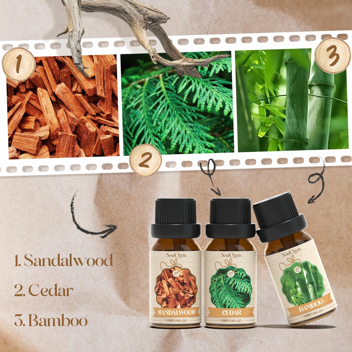 Soulorigin Woody Essential Oils Set – Diffuser & Candle Fragrances