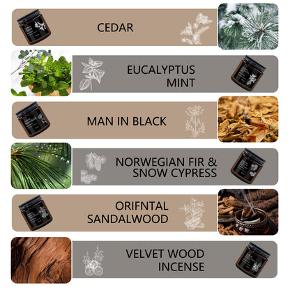 Scented Candles for Men - 6 Pack Aromatherapy Candles | Sandalwood Cedar | 150 Hour Burn Time