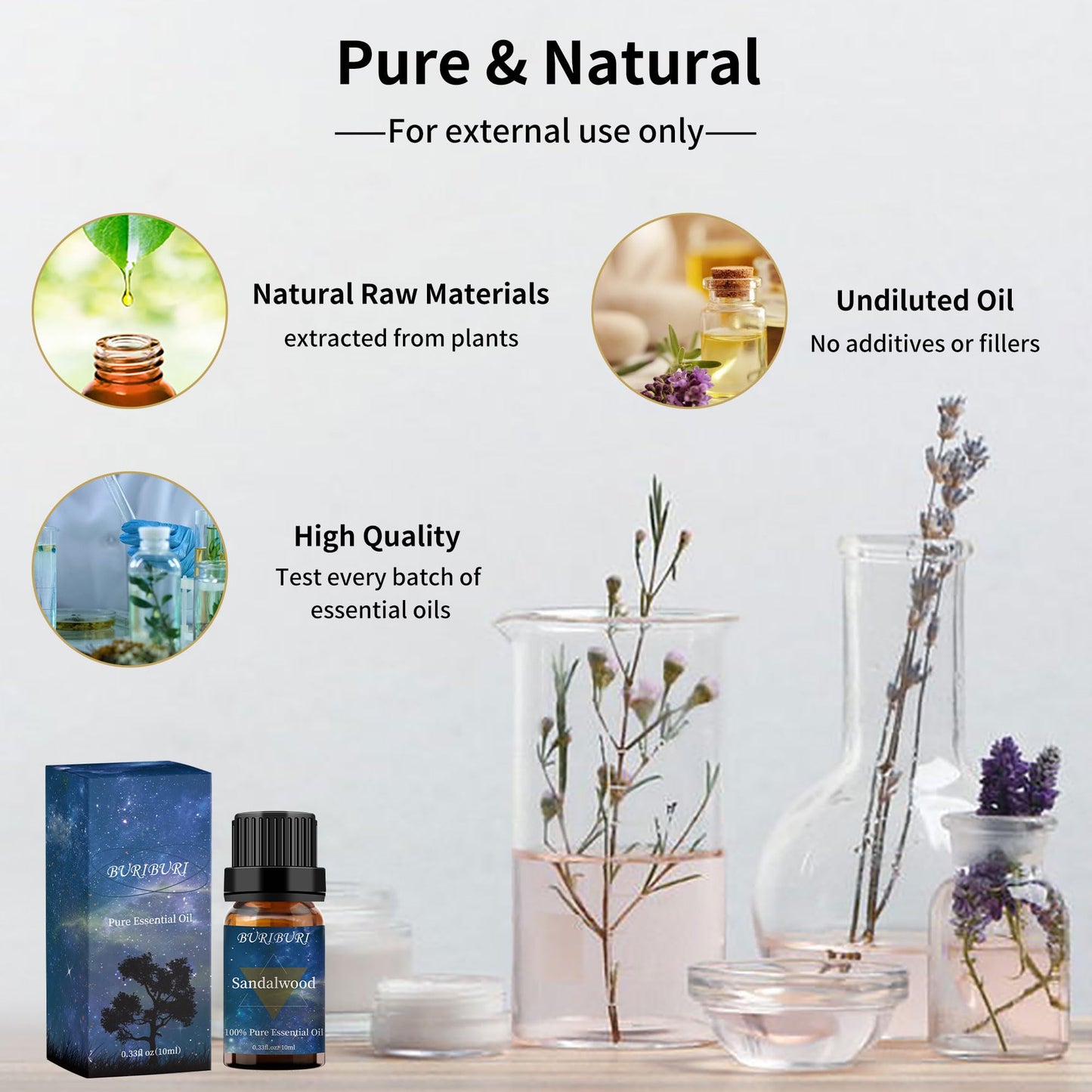 Sandalwood Essential Oil 2-Pack - 10ml Pure, for Massage & Diffusers
