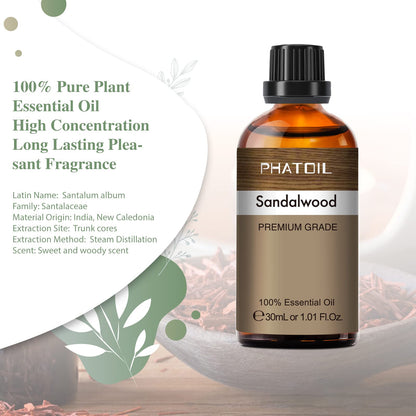 Sandalwood Essential Oil 30ml | PHATOIL Pure for Aromatherapy