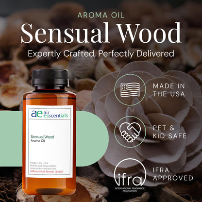 Sensual Wood Aroma Oil - Sandalwood & Jasmine Essential Oil Blend for Diffusers (300 mL)