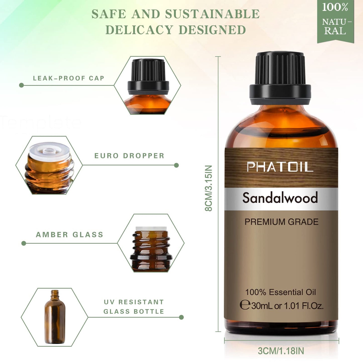 Sandalwood Essential Oil 30ml | PHATOIL Pure for Aromatherapy