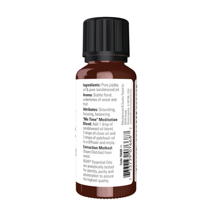 NOW Essential Oils Sandalwood Oil 14% in Jojoba – Grounding Aromatherapy, 1 oz