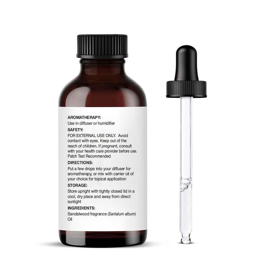 Majestic Pure Sandalwood Essential Oil with Glass Dropper - 100% Pure & Natural, 1 Fl Oz