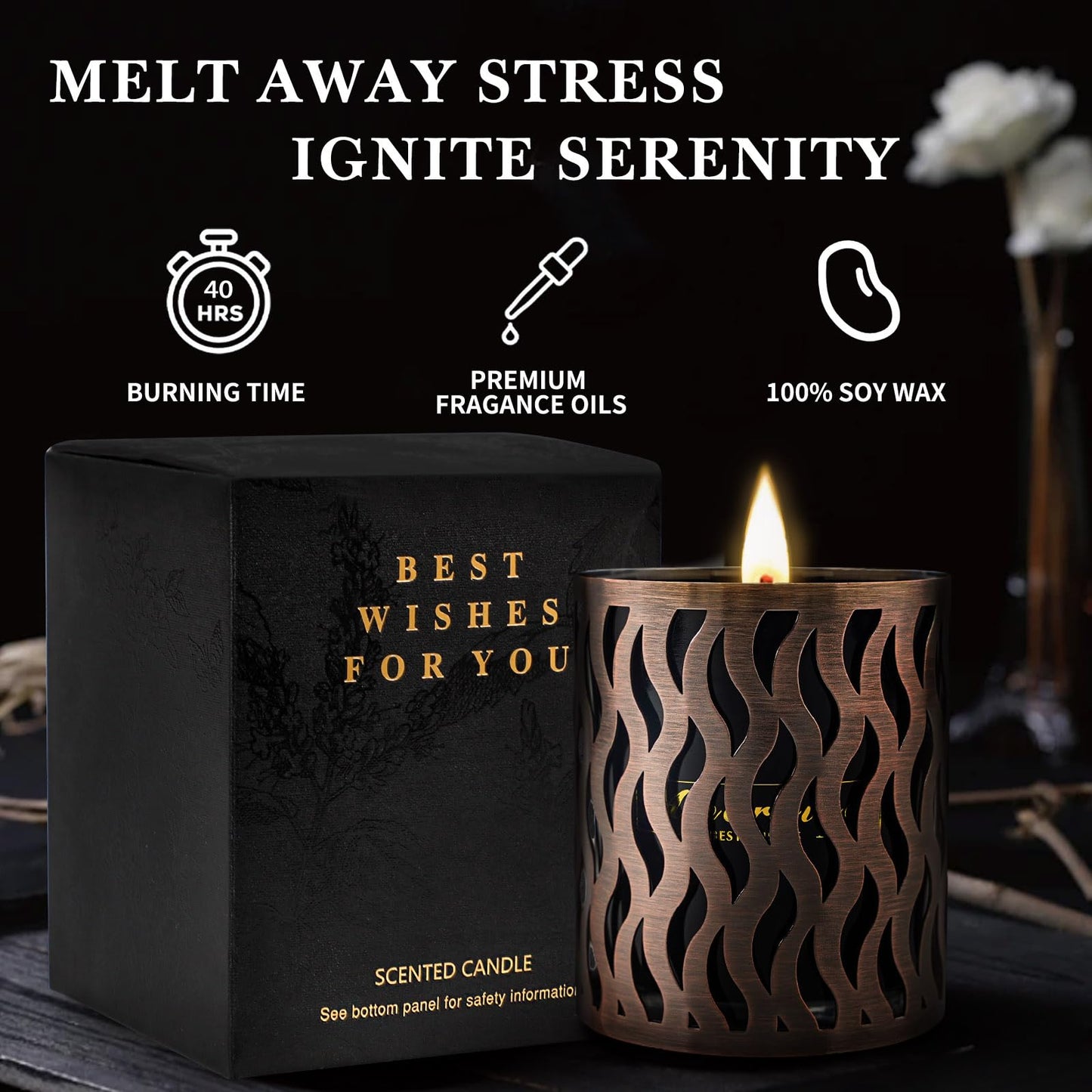 6 Pack Scented Candles Set for Men - Gift Box, 120 Hour Soy Wax Aromatherapy
