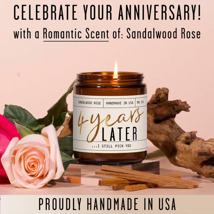 4th Anniversary Gift for Wife – Sandalwood Rose Soy Candle | 50-Hour Burn | USA Made