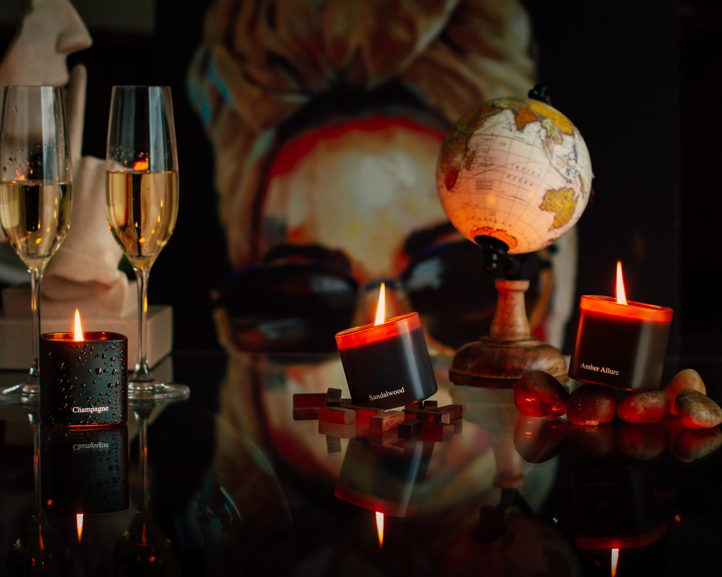 Luxury Scented Candle Gift Set 3-Pack | Champagne, Sandalwood & Amber | Clean Soy Wax