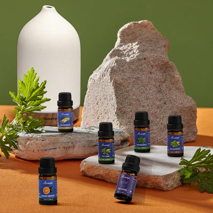 Essential Oils Set - Top 6 Organic Blends (6x0.33 oz): Vanilla, Neroli, Chamomile, Sandalwood, Ylang, Cedarwood