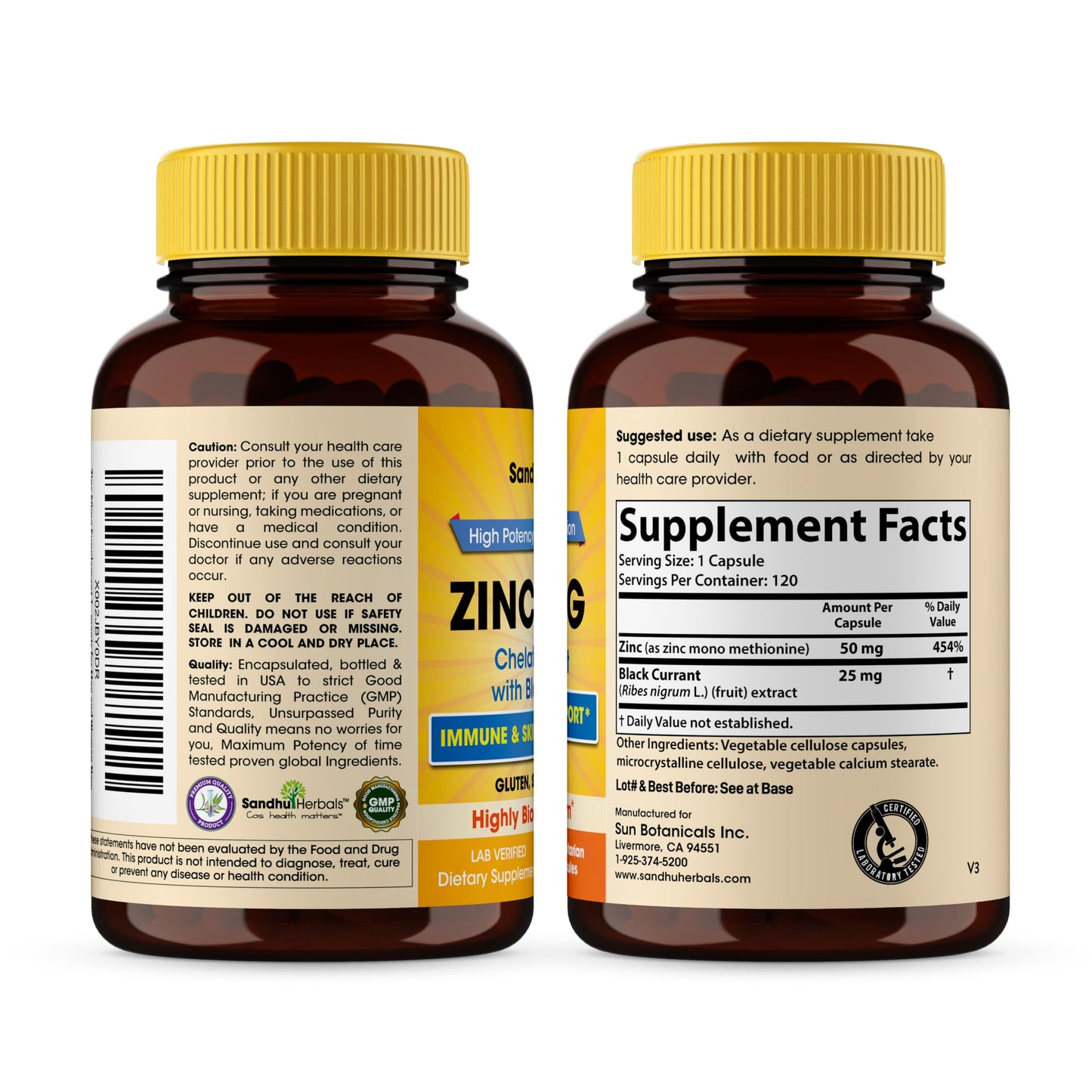Zinc Supplements for Men and Women – Zinc 50mg with Black Currant | 120 Vegetarian Capsules | Immune Support & Skin Health
